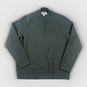 Joseph Abboud Mens L Gray Merino Wool Blend Quarter Zip Sweater Textured Knit
